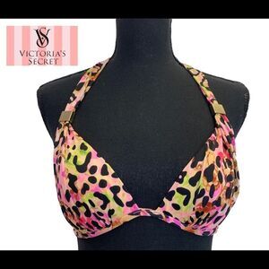 Victorias secret pink animal leopard cheetah print bikini top Sz S